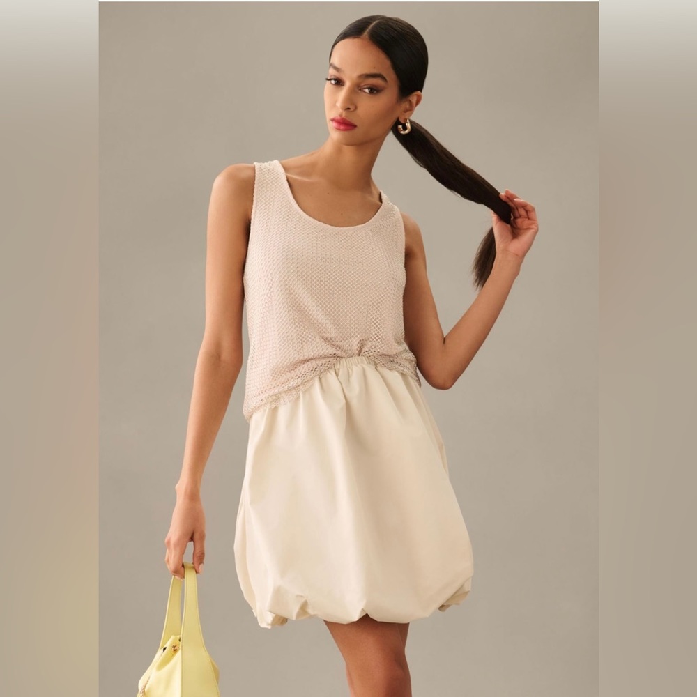 Anthropologie Sunday in Brooklyn Rhinestone Mesh Tank in Ivory.